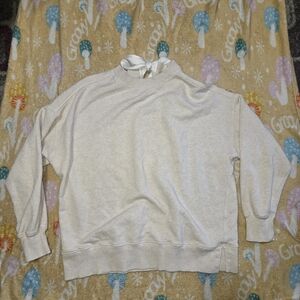 Aerie Cream Knit Top with Bow Accent